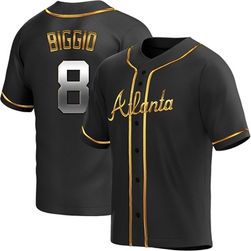 Cavan Biggio Men's Replica Atlanta Braves Black Golden Alternate Jersey