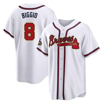 Cavan Biggio Men's Replica Atlanta Braves Gold White 2022 Program Jersey