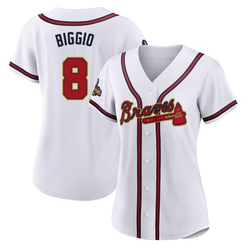 Cavan Biggio Women's Authentic Atlanta Braves Gold White 2022 Program Jersey