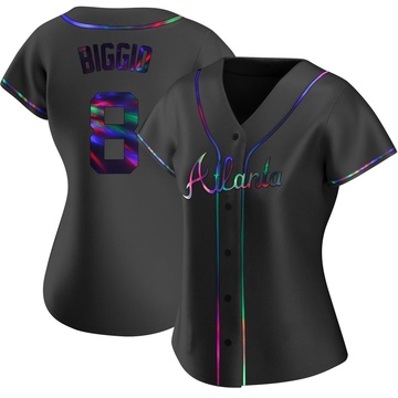 Cavan Biggio Women's Replica Atlanta Braves Black Holographic Alternate Jersey