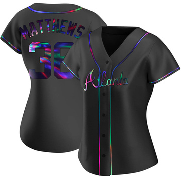 Gary Matthews Women's Replica Atlanta Braves Black Holographic Alternate Jersey