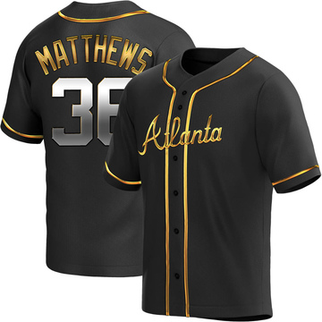 Gary Matthews Youth Replica Atlanta Braves Black Golden Alternate Jersey