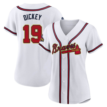R.A. Dickey Atlanta Braves Women's Red RBI Slim Fit V-Neck T-Shirt 