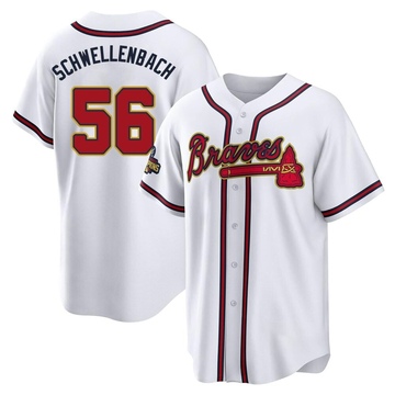 Spencer Schwellenbach Men's Replica Atlanta Braves Gold White 2022 Program Jersey