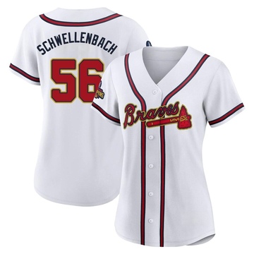 Spencer Schwellenbach Women's Authentic Atlanta Braves Gold White 2022 Program Jersey