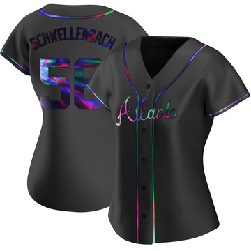 Spencer Schwellenbach Women's Replica Atlanta Braves Black Holographic Alternate Jersey