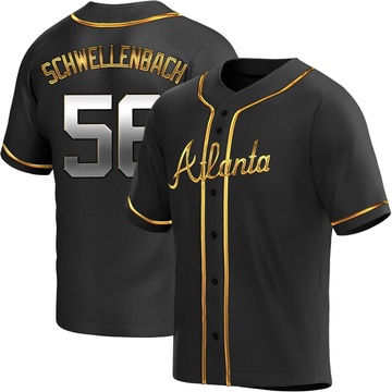 Spencer Schwellenbach Youth Replica Atlanta Braves Black Golden Alternate Jersey