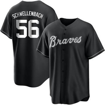 Spencer Schwellenbach Youth Replica Atlanta Braves Black/White Jersey