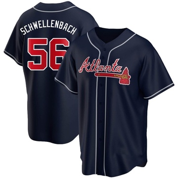 Spencer Schwellenbach Youth Replica Atlanta Braves Navy Alternate Jersey