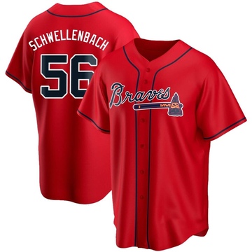 Spencer Schwellenbach Youth Replica Atlanta Braves Red Alternate Jersey