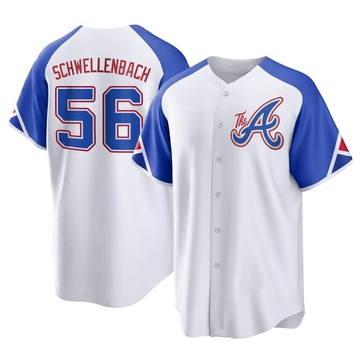 Spencer Schwellenbach Youth Replica Atlanta Braves White 2023 City Connect Jersey